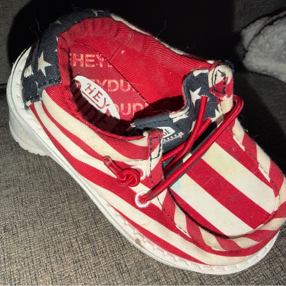 Hey Dude Kids Patriotic Red and Blue Sneakers